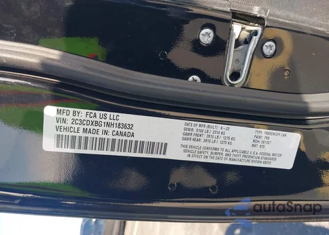 2022 Dodge Charger Sxt Rwd z USA, uszkodzony, nr VIN 2C3CDXBG1NH183632